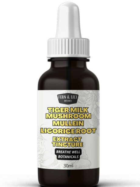 Tiger’s Milk Mushroom, Mullein & Licorice Root Extract Tincture – Lung & Cough Support