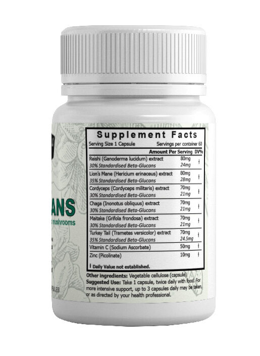 Beta Glucans – from 6 Synergistic Mushrooms with Vitamin C & Zinc - Image 2