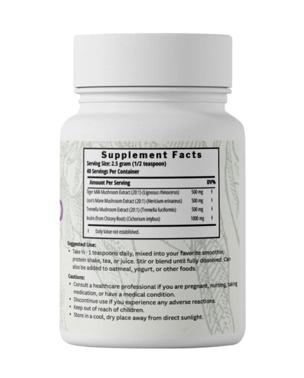 MycoMind – Mushroom Powder Blend with Tiger Milk, Lion’s Mane, Tremella & Inulin - Image 2